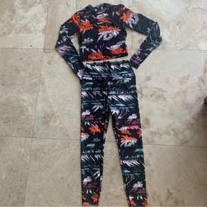 P.E Nation Oasis Palm Tree long sleeve top & tights set size M fits like US 6.